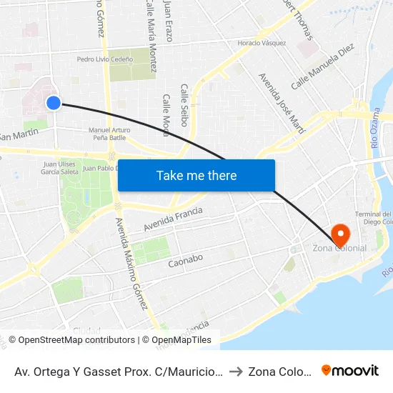 Av. Ortega Y Gasset Prox. C/Mauricio Baez to Zona Colonial map
