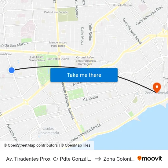 Av. Tiradentes Prox. C/ Pdte González to Zona Colonial map
