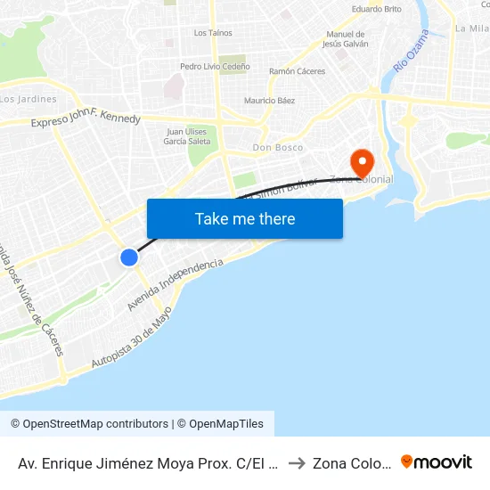 Av. Enrique Jiménez Moya Prox. C/El Recodo to Zona Colonial map