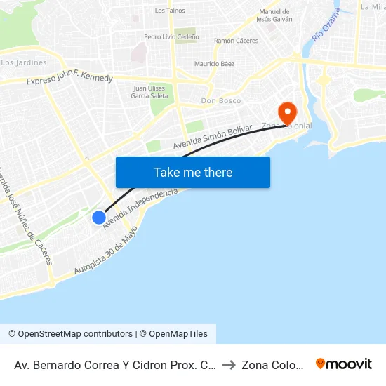 Av. Bernardo Correa Y Cidron Prox. C/1ra to Zona Colonial map