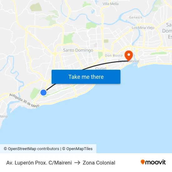 Av. Luperón Prox. C/Maireni to Zona Colonial map