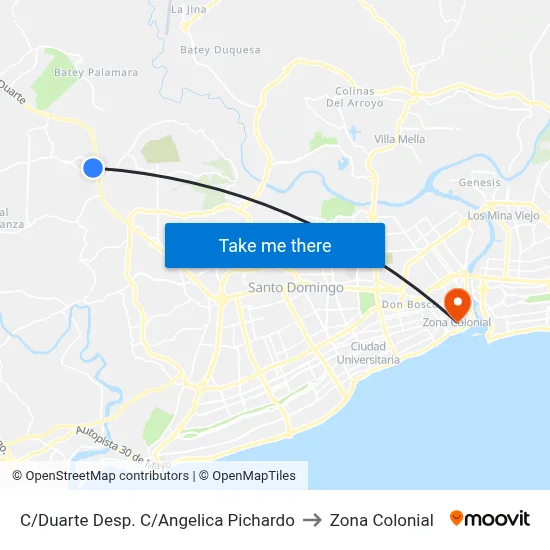 C/Duarte Desp. C/Angelica Pichardo to Zona Colonial map