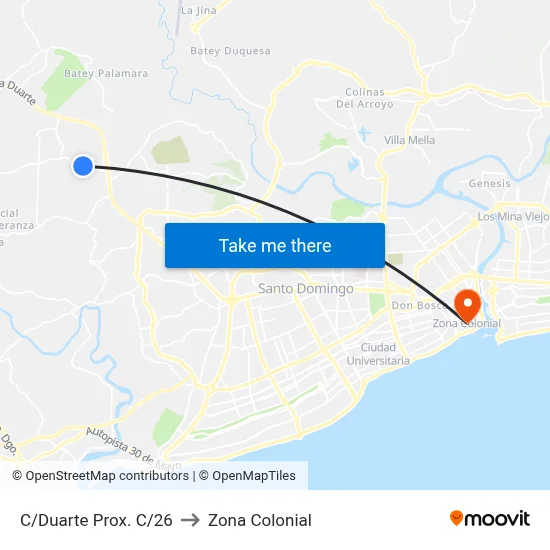 C/Duarte Prox. C/26 to Zona Colonial map