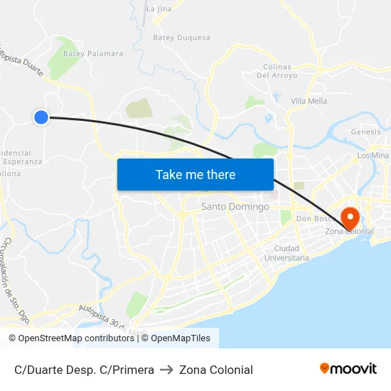 C/Duarte Desp. C/Primera to Zona Colonial map