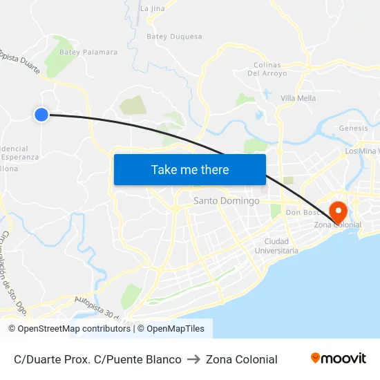 C/Duarte Prox. C/Puente Blanco to Zona Colonial map