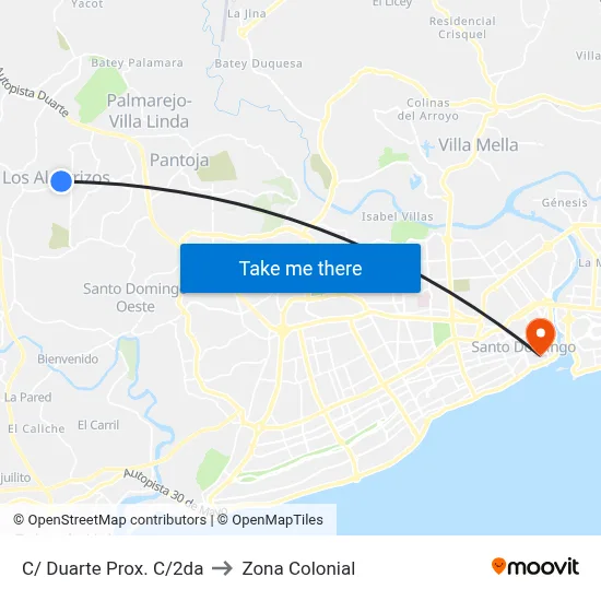 C/ Duarte Prox. C/2da to Zona Colonial map
