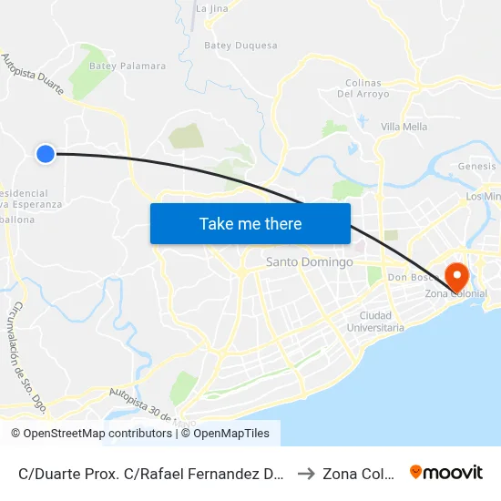 C/Duarte Prox. C/Rafael Fernandez Dominguez to Zona Colonial map