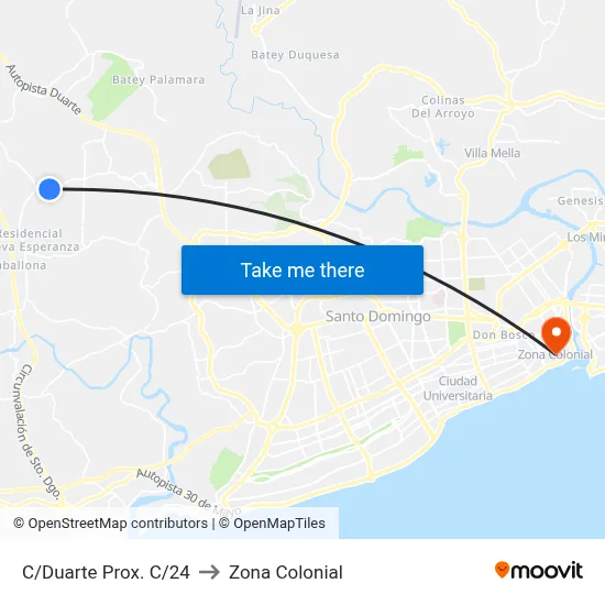 C/Duarte Prox. C/24 to Zona Colonial map