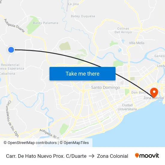 Carr. De Hato Nuevo Prox. C/Duarte to Zona Colonial map