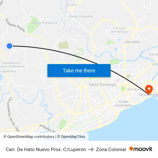 Carr. De Hato Nuevo Prox. C/Luperón to Zona Colonial map