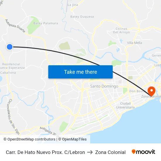 Carr. De Hato Nuevo Prox. C/Lebron to Zona Colonial map