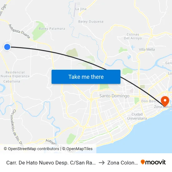 Carr. De Hato Nuevo Desp. C/San Rafael to Zona Colonial map