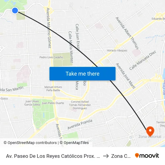 Av. Paseo De Los Reyes Católicos Prox. C/Arzobispo Romero to Zona Colonial map