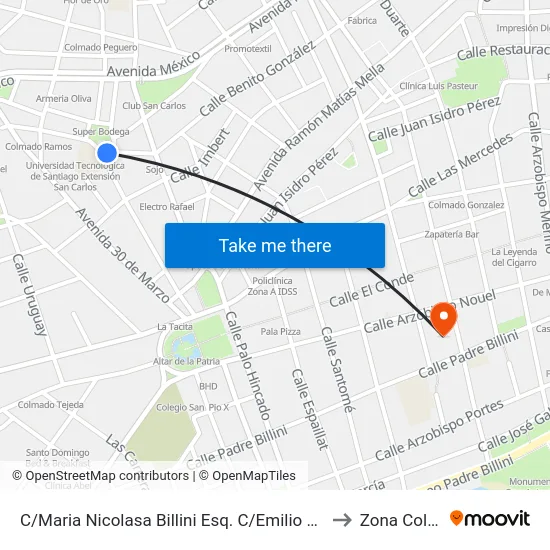 C/Maria Nicolasa Billini Esq. C/Emilio Prud'Homme to Zona Colonial map
