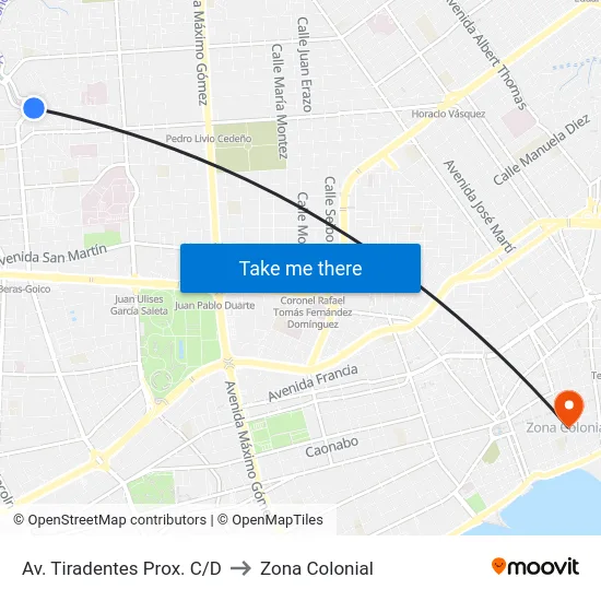 Av. Tiradentes Prox. C/D to Zona Colonial map