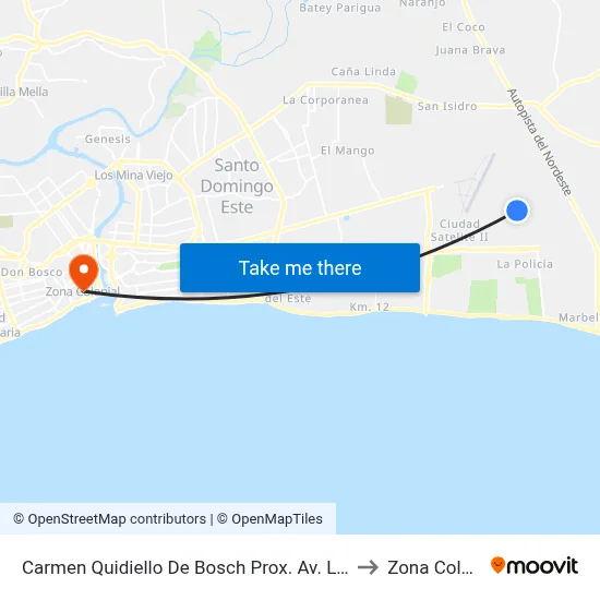 Carmen Quidiello De Bosch Prox. Av. La Gaviota to Zona Colonial map