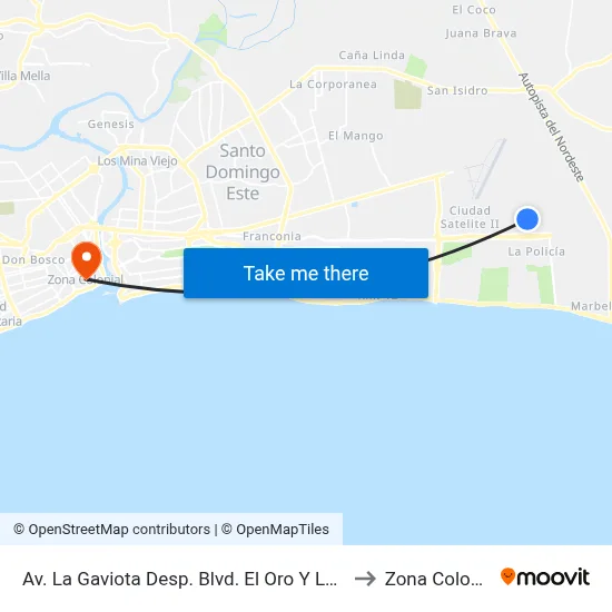 Av. La Gaviota Desp. Blvd. El Oro Y La Paz to Zona Colonial map