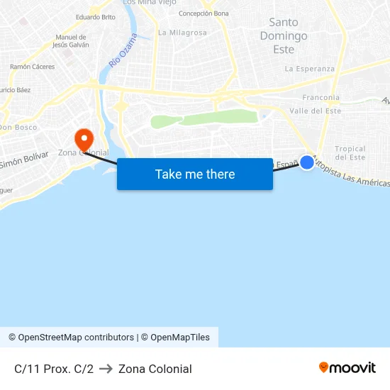 C/11 Prox. C/2 to Zona Colonial map