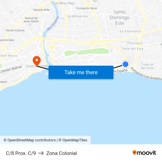 C/8 Prox. C/9 to Zona Colonial map