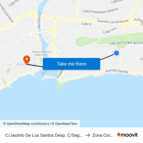 C/Jacinto De Los Santos Desp. C/Sagrario Diaz to Zona Colonial map