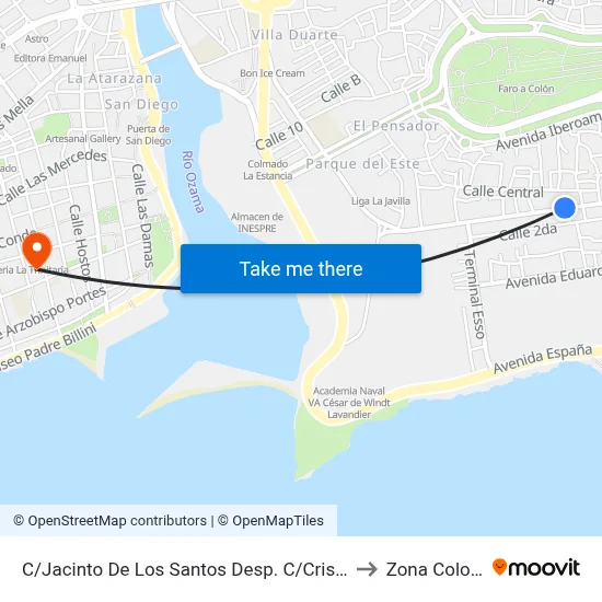 C/Jacinto De Los Santos Desp. C/Cristo Salva to Zona Colonial map