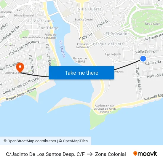 C/Jacinto De Los Santos Desp. C/F to Zona Colonial map