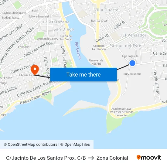 C/Jacinto De Los Santos Prox. C/B to Zona Colonial map