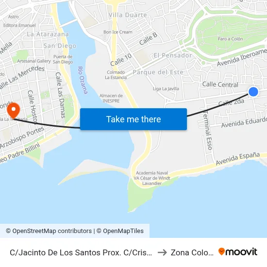 C/Jacinto De Los Santos Prox. C/Cristo Salva to Zona Colonial map