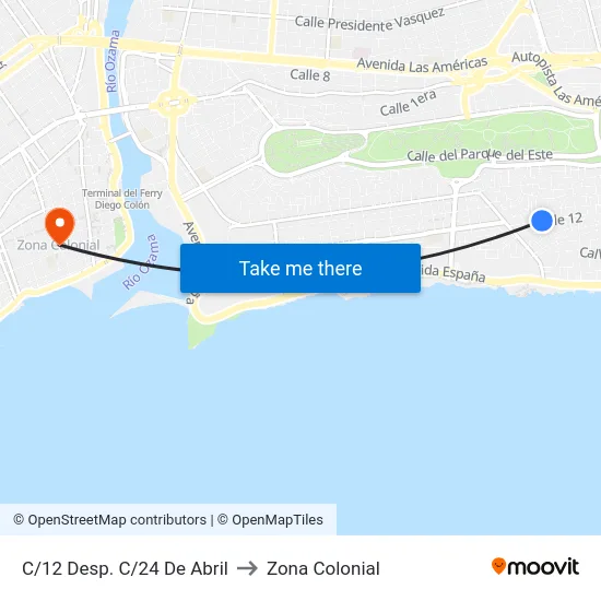 C/12 Desp. C/24 De Abril to Zona Colonial map