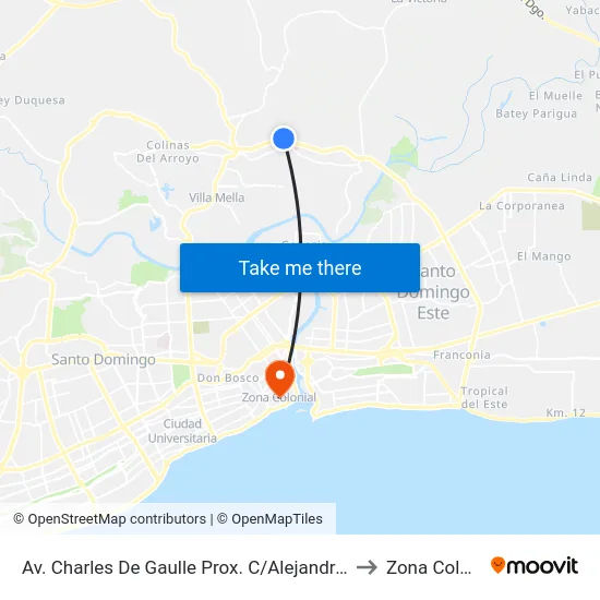 Av. Charles De Gaulle Prox. C/Alejandro Guillen to Zona Colonial map