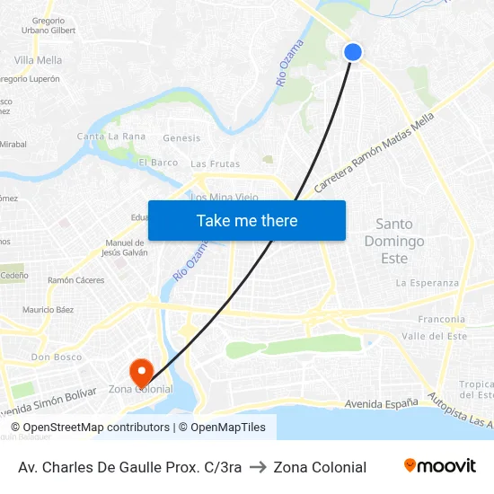 Av. Charles De Gaulle Prox. C/3ra to Zona Colonial map