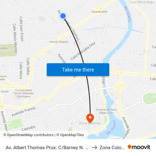 Av. Albert Thomas Prox. C/Barney N. Morgan to Zona Colonial map