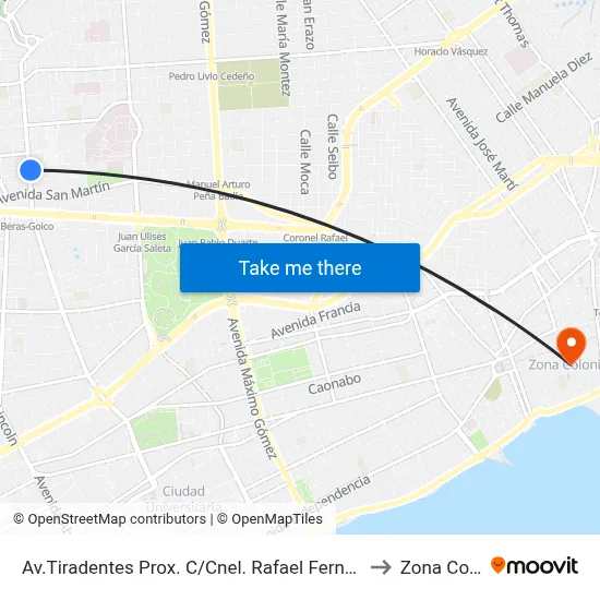 Av.Tiradentes Prox. C/Cnel. Rafael Fernandez Dominguez to Zona Colonial map