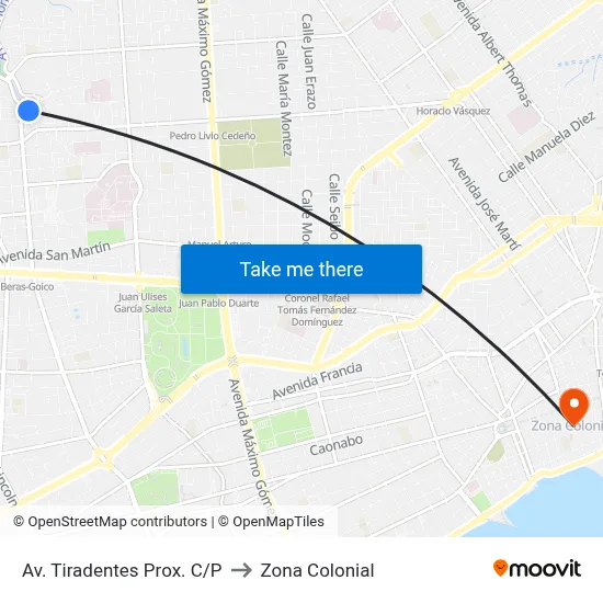Av. Tiradentes Prox. C/P to Zona Colonial map