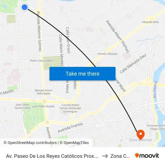 Av. Paseo De Los Reyes Católicos Prox. C/Ramón Cáceres to Zona Colonial map