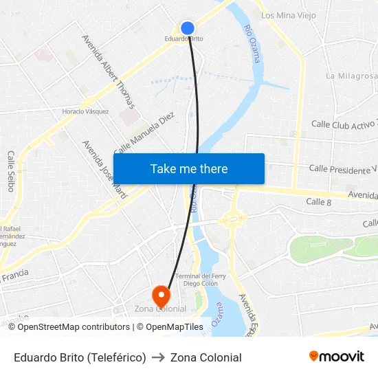 Eduardo Brito (Teleférico) to Zona Colonial map