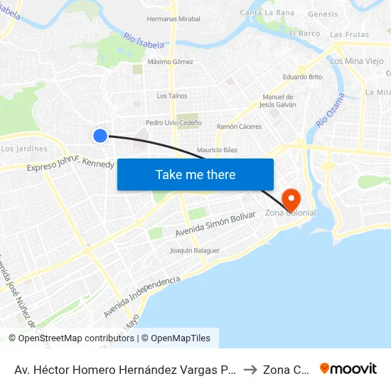 Av. Héctor Homero Hernández Vargas Prox. C/Lope De Vega to Zona Colonial map