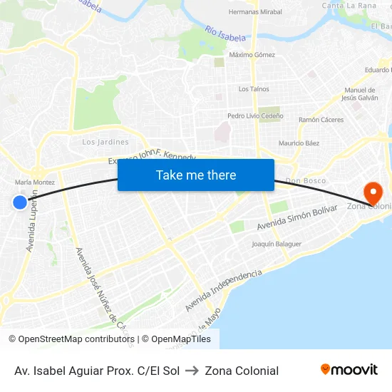 Av. Isabel Aguiar Prox. C/El Sol to Zona Colonial map