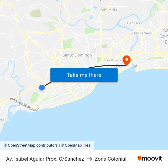 Av. Isabel Aguiar Prox. C/Sanchez to Zona Colonial map