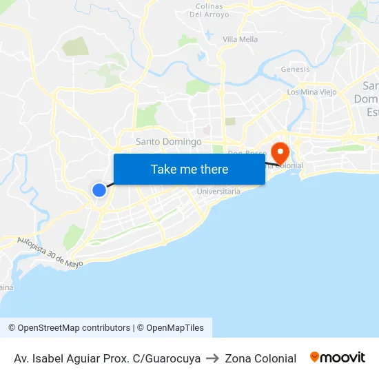 Av. Isabel Aguiar Prox. C/Guarocuya to Zona Colonial map
