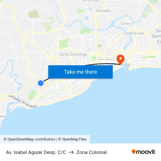 Av. Isabel Aguiar Desp. C/C to Zona Colonial map