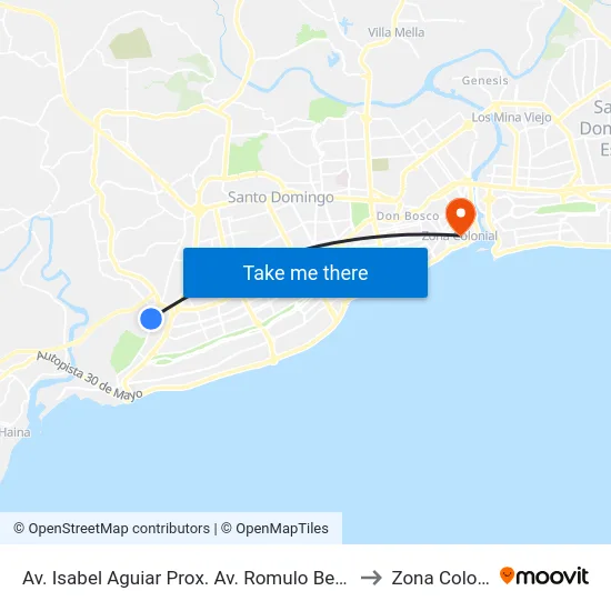Av. Isabel Aguiar Prox. Av. Romulo Betancourt to Zona Colonial map