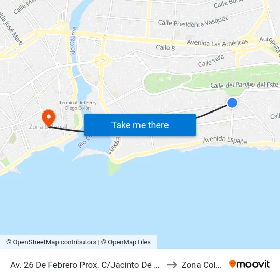 Av. 26 De Febrero Prox. C/Jacinto De Los Santos to Zona Colonial map