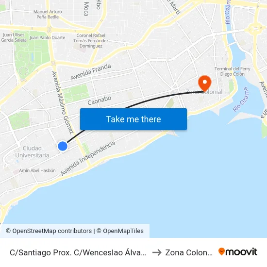 C/Santiago Prox. C/Wenceslao Álvarez to Zona Colonial map