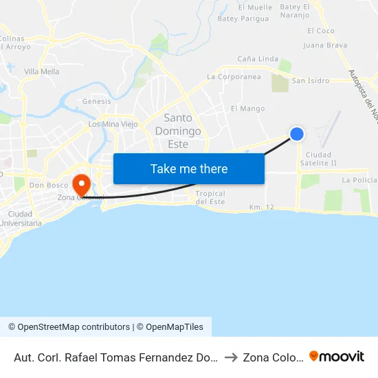 Aut. Corl. Rafael Tomas Fernandez Dominguez to Zona Colonial map