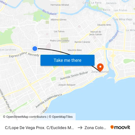 C/Lope De Vega Prox. C/Euclides Morillo to Zona Colonial map