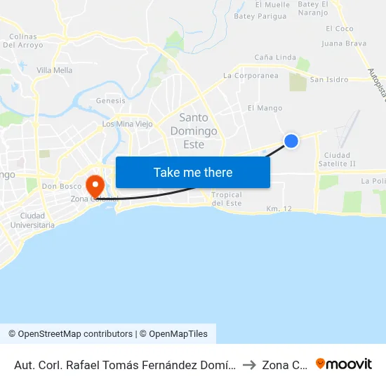Aut. Corl. Rafael Tomás Fernández Domínguez Prox. C/Trinitaria to Zona Colonial map
