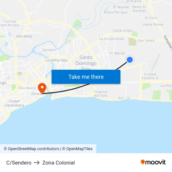 C/Sendero to Zona Colonial map