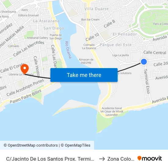 C/Jacinto De Los Santos Prox. Terminal Esso to Zona Colonial map