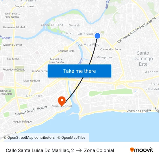 Calle Santa Luisa De Marillac, 2 to Zona Colonial map